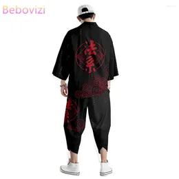 Ethnic Clothing Chinese Style Suit Plus Size 6XL 5XL Japanese Cardigan Women Men Cosplay Yukata Harajuku Kimono Pants Sets