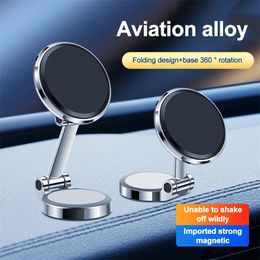 360 Degree Adjustable Car Compact Cell Phone Holder Zinc Alloy Folding Magnetic Car Bracket Mount Cell Smartphone