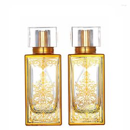 Storage Bottles Arabic Fragrance Luxury Gold Glass Atomizer Screw Neck Spray Mist Pump 5pcs 50ml Cosmetic Empty Square Perfume
