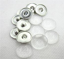 20sets no design custom jewelry Snap Button Making Brass Snap Buttons with Clear Glass Cabochons Copper Clear Button 18mm8410927