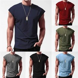 Men's T-Shirts .com Cross-border Mens Summer New Sleeveless T-Shirt for Young Casual Pure Colour Thin Vest T-Shirt M J240509