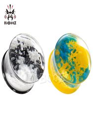 Kubooz Acrylic White Yellow Blue Snowflakes Ear Tunnels Plugs Earring Body Jewelry Piercing Gauges Expanders Stretchers Whole 9004731