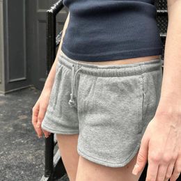 Women's Shorts Women Y2K Aesthetic Low Rise Sweat Summer Cute Waist Wide Leg Mini Casual Basic Drawstring Lounge