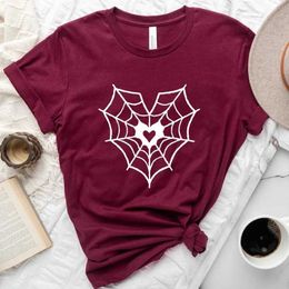 Women's T-Shirt Hort Slve Kawaii Swt Harajuku Ts Hallown Women T Shirts Cotton Spider Web Love Heart Female Gothic Clothes Fashion Tops Y240509