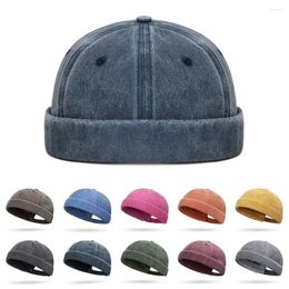 Berets Cotton Beanies Hats Fashion Solid Colour Brimless Hip Hop Adjustable Street Hat Men