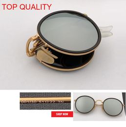 2019 whole top quality New Fashion Vintage Round Folding flash Sunglasses Metal Frame Women Retro pink rd3517 circle gafas Sun5269105