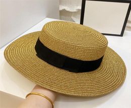 Luxury Designer Straw Hat Flat Cap Fashion Gentleman Caps Higt Quality Mens Women Sun Hats4090998