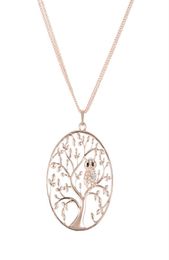 Tiny Crystal Animal Owl Pendant Necklace Multilayer Chain Tree of life Necklaces Jewellery SilverRose Gold for Women Gift Female co3546066