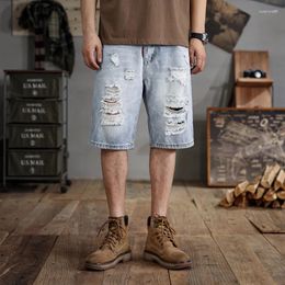 Men's Jeans 28-48Large Size Shorts Ripped Summer Loose Trendy Retro Street Fashion And Handsome Casual Oversize Cropped Pants