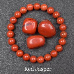 Strand Red Jasper Natural Stone Beads Bracelet On Hand 6mm 8mm Round Bracelets Women Men High Quality Elastic Bangle Jewellery