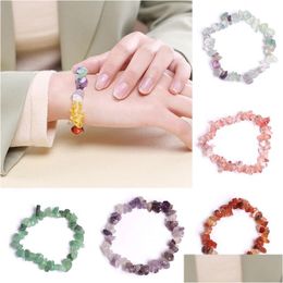 Beaded Natural Crystal Crushed Stone Bracelet Irregar Gravel Gemstone Drop Delivery Jewellery Bracelets Dhgarden Dhgpf