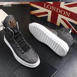 New designer sequined loafers fashion golden sneakers lace-up loafers men's ankle boots platform soled daily luxury Boots A2