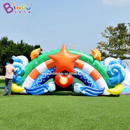 Tents And Shelters Theme Park Equipment 6x2.5m Inflatable Background Wall For Decoration Kids Summer Party Blow Up Ocean Backdrop Balloon