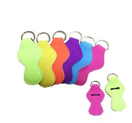 fast selling monogrammed solid Colour neoprene keychain holder chapstick holder lipstick Factory whole7828637