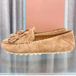 Casual Shoes Autumn Suede Women Loafers Tassels Decor Flat Round Toe Return Fashion Single Outdoor Light Walking