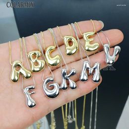 Chains 10Pcs Smooth Metallic Initial Letter Pendant Necklace Alphabet Charms Lovely Design Women Gift 53005