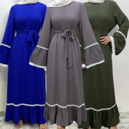 Ethnic Clothing Muslim Islamic Women Dubai Party Abaya Dress Turkey Belted Kaftan Arab Robe Gown Female Vestidos S-2Xl