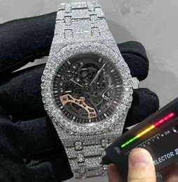 2022 New Version ston Skeleton Watch PASS TT Mens diamonds Top quality Mechanical ETA movement Luxury Iced Out Sapphire shiny6452108