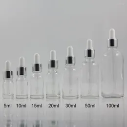 Storage Bottles High Quality 10ml Travel Glass Bottle With Shiny Silver Dropper Makeup Packaging Compact