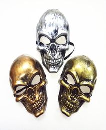 Halloween Adults Skull Mask Plastic Ghost Horror Mask Gold Silver Skull Face Masks Unisex Halloween Masquerade Party Masks Prop DB2598429