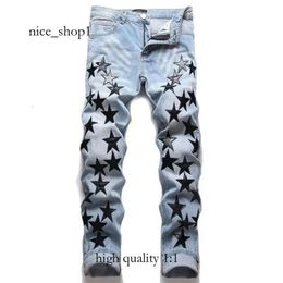 Purple Jeans Designer Mens Jeans Ksubi Jeans High Street Hole Star Patch Men's Womens Star Embroidery Denim Jeans Stretch Slim-fit Trousers True Jeans 5682