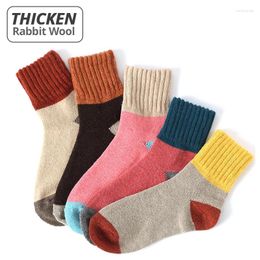 Women Socks HSS Brand 5 Pairs High Quality Winter Vintage Patchwork Wool Sock Thicken Warm Thermal Cotton