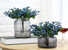 Single Small California Berry Simulation Flower Berry Blueberry Fruit Fake Artificial Plant Living Room Decoration Plastic Manual 6978744