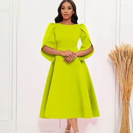 Casual Dresses Petal Sleeve A-line Dress African Long For Women Evening Party High Waist Midi Robe Plus Size Ladies Elegant