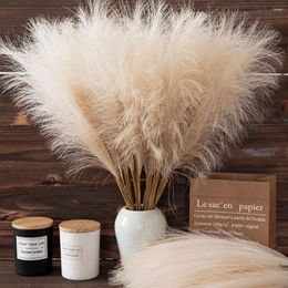 Decorative Flowers 6pcs FakeFlowers Artificial Fluffy Pampas Grass Bouquet Wedding Party Decoration DIY Room Home Decor Boho Small Reed