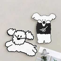 Wall Clocks Acrylic creative clock fashionable running dog wall cartoon watch practical and cute bedroom puppy living room home decoration accessories Q240509