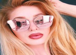 Sunglasses Vintage Cat Eye Women Quay Brand Designer Pink Cateye For All My Love Gradient Eyewear Mujer6030810