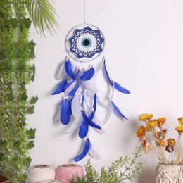 Decorative Figurines Eye Dream Catcher With Blue And White Feather For Hanging Pendant Party Gift Home Room Wall Decor