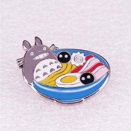 Classic Anime Kawaii Ramen Cat Brooch Pins Enamel Metal Badges Lapel Pin Brooches Jackets Jeans Fashion Jewelry Accessories