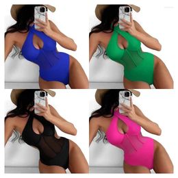 Women's Swimwear 2024 One-Piece Pure Colour Bikini Swimsuit Sexy Cutout Steel Bracket One Piece