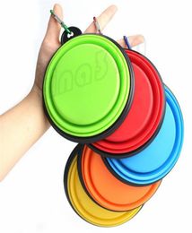 Pet silicone folding bowl Pets Dog Cat Feeding Bowl Portable Travel Collapsible dog bowl Fashion key chain pet food plate T9I01991873525