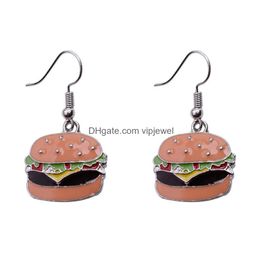 Dangle & Chandelier Creative Food Drink Earring Sau Hamburger Drinking Bottle Fries Cola Drop Earrings For Women Fashion Jewellery Deli Dhut6