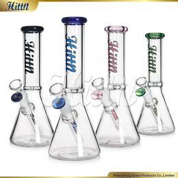 Beaker Bong Heady Glass Water Pipe Hittn Popular 10 Inches Glass Smoking Pipe with 14mm Joint Black Blue Pink Green 420 Hot Sale