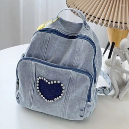 School Bags Y2K 90s Fashion Harajuku Kawaii Denim Textile Medium Size Backpack Teenager Cutecore Cute Lolita Ita Emo Book Knapsack