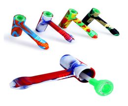 2023 Newest Silicone Pipe Small hammer shape Dry Burning Pipes Silicones Smoking Set Hookah Accessories9161257