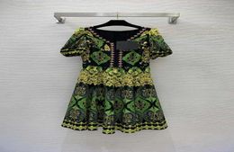 2023 Spring Summer Long Sleeve V Neck Print Fashion Milan Runway Dress Designer Dress Brand Same Style Dress 021799609290