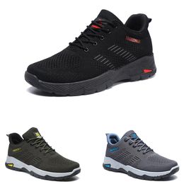 Free Shipping Men Women Running Shoes Anti-Slip Breathable Lace-Up Soft Solid Grey Black Green Mens Trainers Sport Sneakers GAI