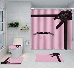 4PCS Toilet Seat Covers Tide Printed Waterproof Shower Curtain Home el Non Slip Bathroom Mat Washable Lavatory Case Set2872078