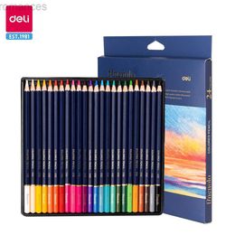 Pencils Deli 12/24 Colour pencil 3.8mm round barrel cork lead childrens painting school stationery d240510