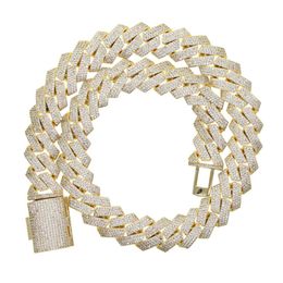 19 mm breit schwere Kette aus Bling Diamond Cuban Link Chain Hip Hop -Kette Halskette 275Q