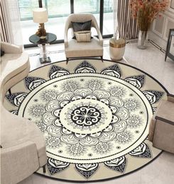 Carpets Bohemian Mandala Round Carpet For Living Room Large Geometric Ethnic Flower Bedroom Area Rugs Anti Slip Retro Floor Mat4954380