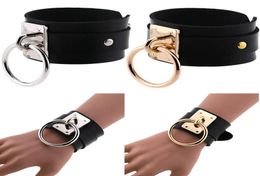 PU Leather Wristband Bracelet Cuff Goth Metal Armbands Gothic Punk Bracelets 2020 New Fashion Women Men Cosplay Ornaments1719094