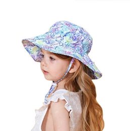 new sunhat boys girls baby breathable beach hats kids sun block adjustable bucket hat solid printing infant Visor Hat