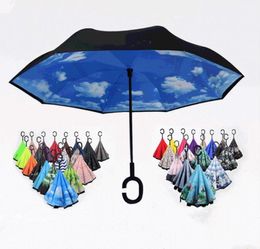 Inverted Reverse Umbrella c handle Windproof Reverse Rain Protection Umbrella Handle Umbrellas Household Sundries sea 1383325