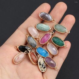 Pendant Necklaces 10PCS Natural Stone Agate Rose Quartz Amethysts Random Colour Oval Gold DIY Making Necklace Bracelet Accessories Gift