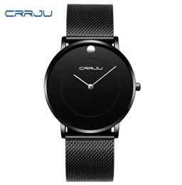 New CRRJU Mens watches To Luxury Brand business Quartz Slim Watch Men Military Sports Waterproof Dress Wristwatch erkek saat304V3731953